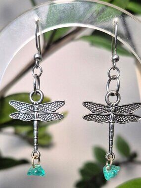 Teal Dragonfly Earrings